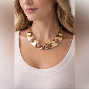 White House Black Market Gold Necklace with Pink
Accents